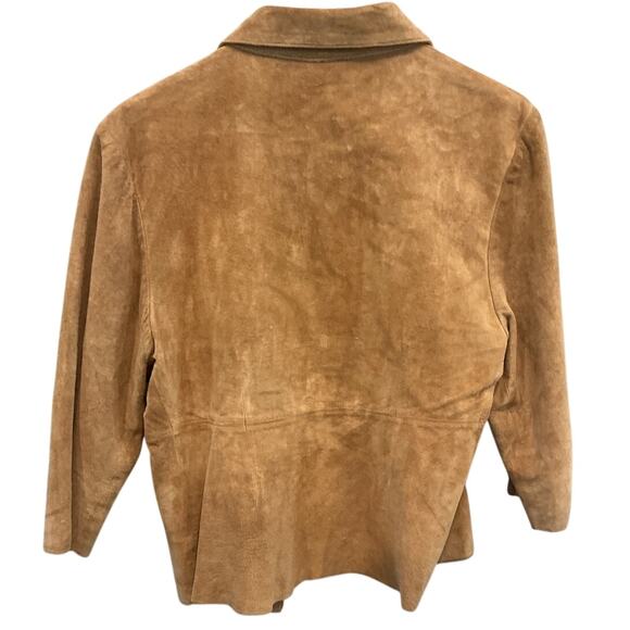 Outfit JPR Petite Women Suede Leather Blazer Size Medium MP Cardigan Western Tan - Picture 4 of 7